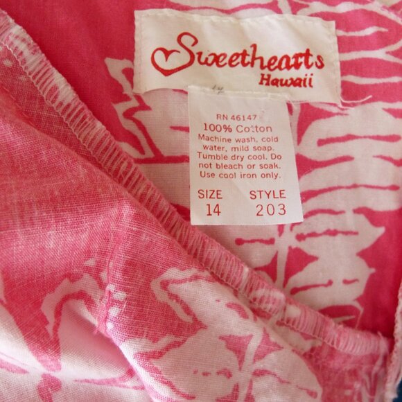 Sweethearts Hawaii maxi cotton tropical floral print dress pink white 14 - Picture 5 of 5